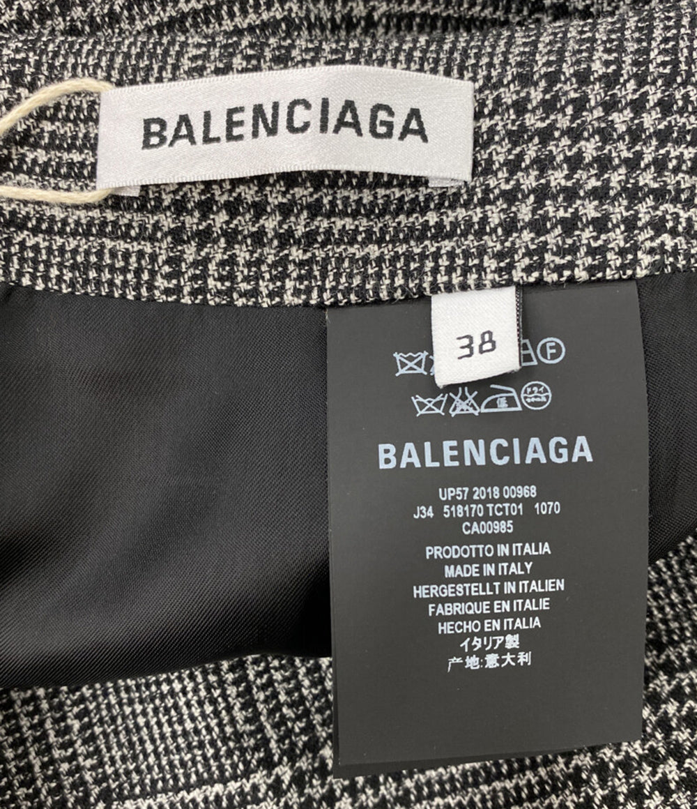 BALENCIAGA アシンメトリスカート グレンチェック 518170 レディース SIZE 38 バレンシアガ