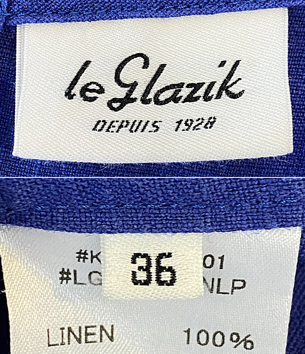 le glazik リネンノースリーブワンピース ブルー LG-G0019 レディース SIZE 36 ルグラジック