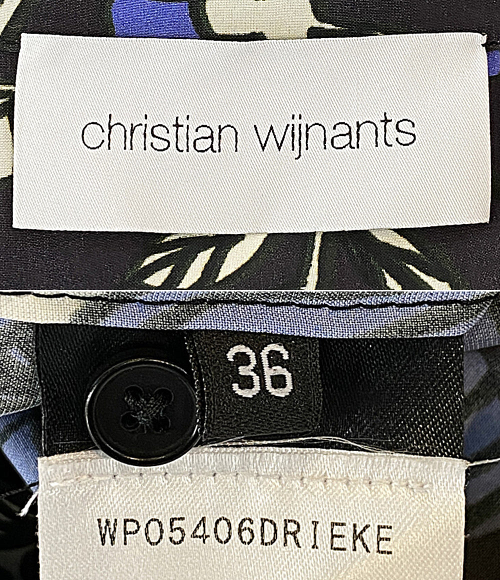 CHRISTIAN WIJNANTS 半袖ワンピース ブルー フラワー レディース SIZE 36 クリスチャン ワイナンツ