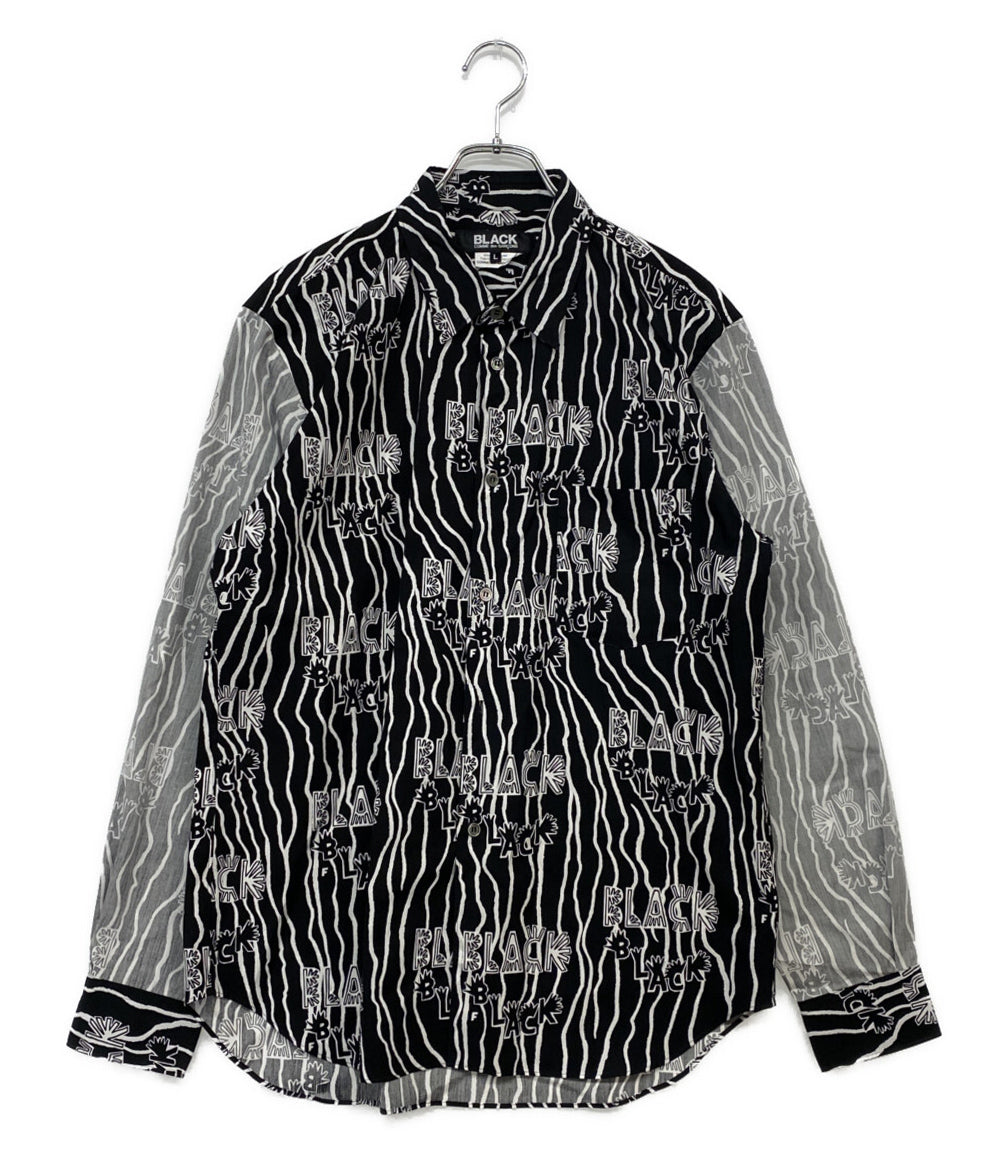 COMME des GARCONS 長袖シャツ BLACK総柄 袖切替 1P-B007 メンズ SIZE L コムデギャルソンガール