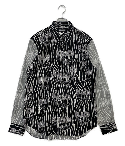 COMME des GARCONS 長袖シャツ BLACK総柄 袖切替 1P-B007 メンズ SIZE L コムデギャルソンガール