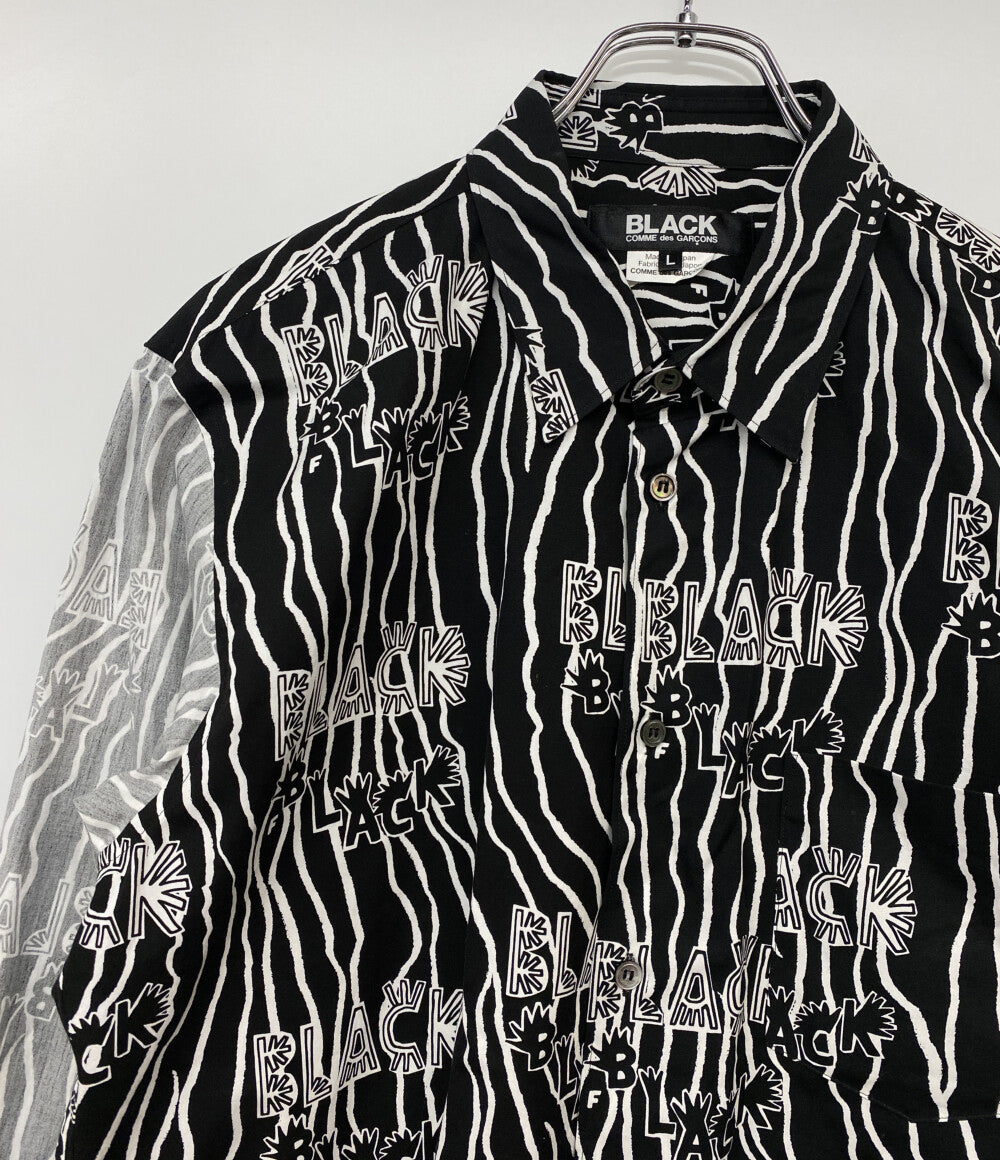 COMME des GARCONS 長袖シャツ BLACK総柄 袖切替 1P-B007 メンズ SIZE L コムデギャルソンガール