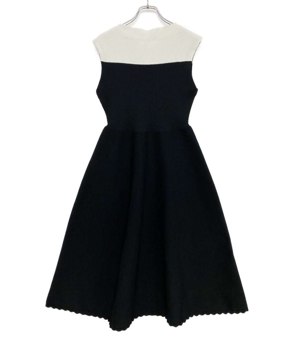 CELFORD ノースリーブ襟付ガーメントワンピース ブラック×ホワイト レディース SIZE 38 セルフォード