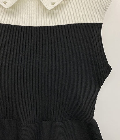 CELFORD ノースリーブ襟付ガーメントワンピース ブラック×ホワイト レディース SIZE 38 セルフォード