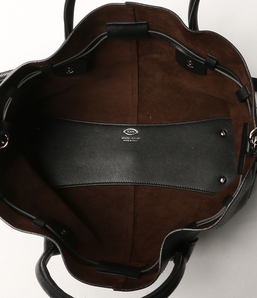 TOD'S トートバッグ Di bag ドローストリング レザー ブラック レディース トッズ