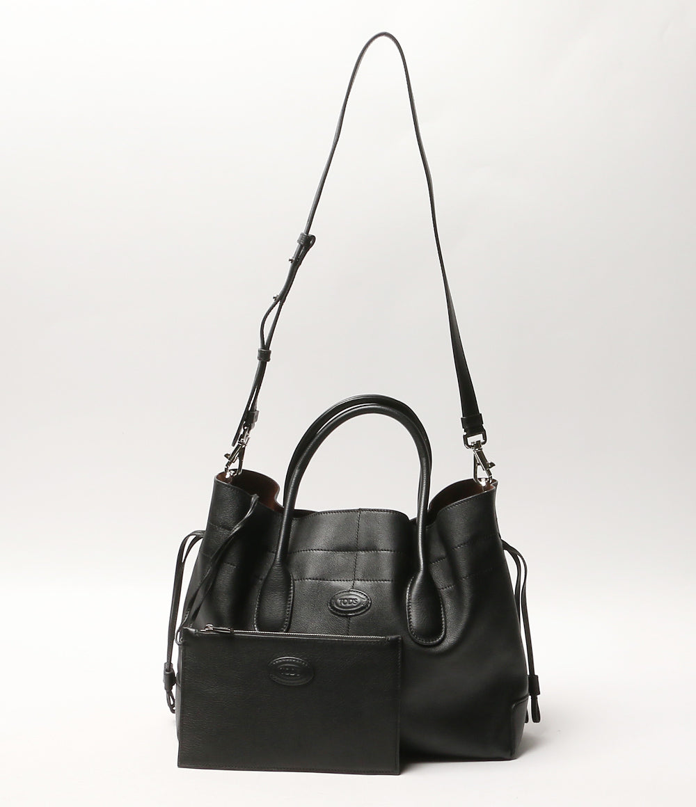 TOD'S トートバッグ Di bag ドローストリング レザー ブラック