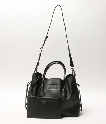 TOD'S トートバッグ Di bag ドローストリング レザー ブラック レディース トッズ