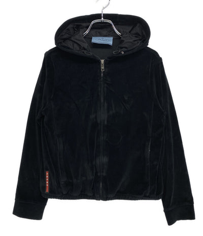 PRADA パーカー 16AW ベロア ショートパーカー ブラック レディース SIZE XS プラダ