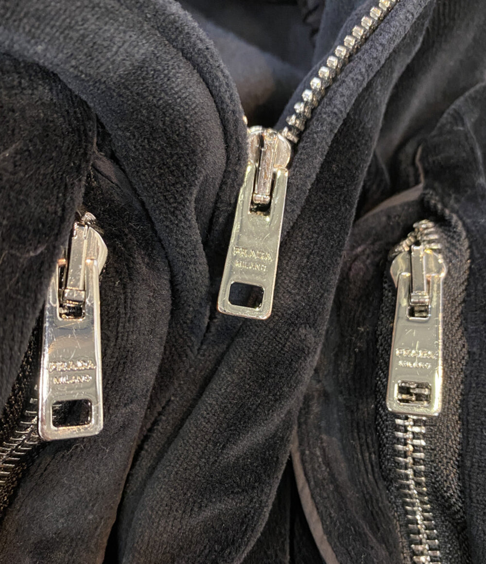 PRADA パーカー 16AW ベロア ショートパーカー ブラック レディース SIZE XS プラダ