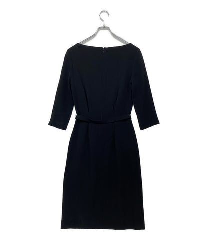 Christian Dior L長袖ワンピース ブラック リボンベルト付属 レディース SIZE 38 クリスチャンディオール