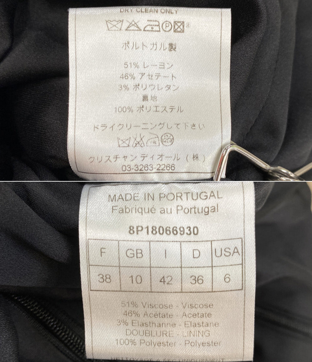 Christian Dior L長袖ワンピース ブラック リボンベルト付属 レディース SIZE 38 クリスチャンディオール