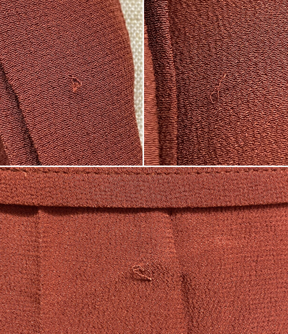 HERMES シルク ロングシャツ 長袖ワンピース ブラウン レディース SIZE 40 エルメス