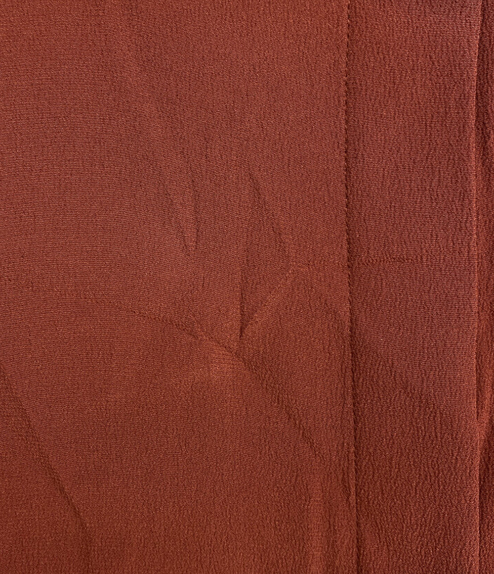 HERMES シルク ロングシャツ 長袖ワンピース ブラウン レディース SIZE 40 エルメス