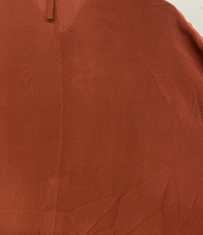 HERMES シルク ロングシャツ 長袖ワンピース ブラウン レディース SIZE 40 エルメス