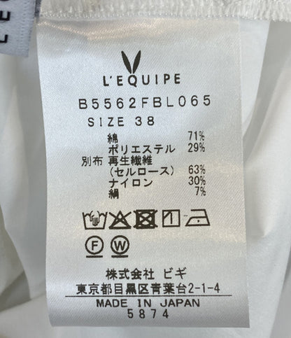 美品 L'EQUIPE シアードッキング半袖シャツ 26ss ホワイト レディース SIZE 38 レキップ