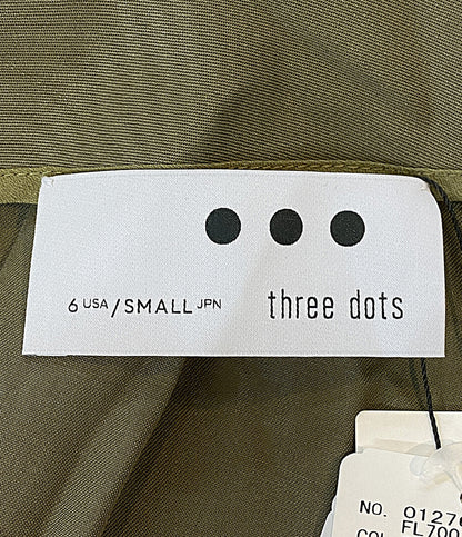 美品 Three dots フィブリオノーカラージャケット カーキ レディース SIZE S スリードッツ