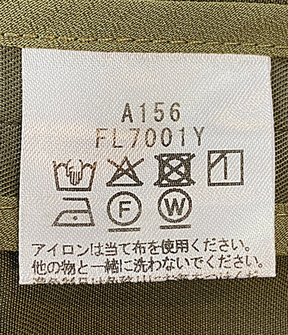 美品 Three dots フィブリオノーカラージャケット カーキ レディース SIZE S スリードッツ