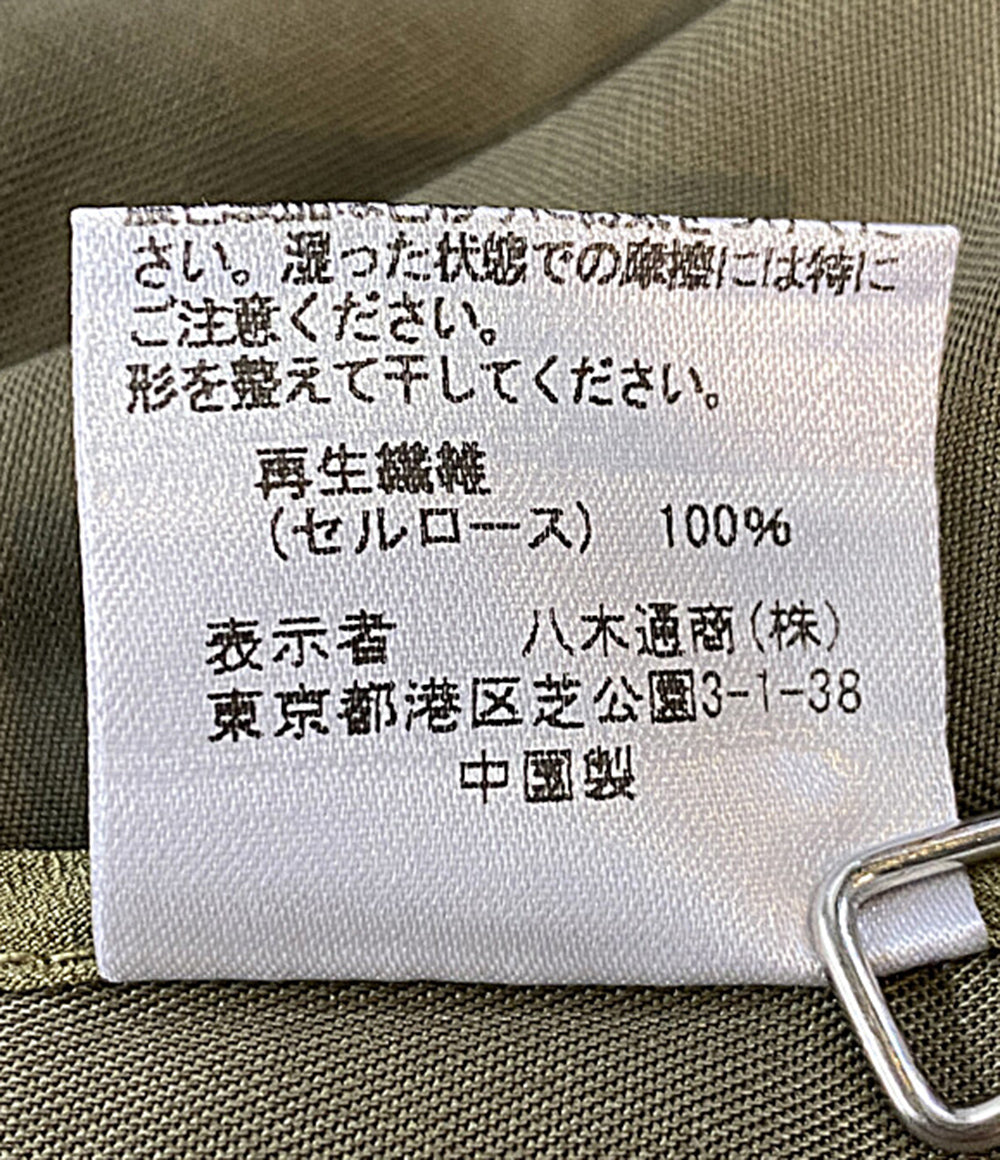 美品 Three dots フィブリオノーカラージャケット カーキ レディース SIZE S スリードッツ