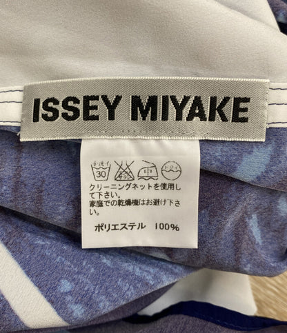 ISSEY MIYAKE フレンチスリーブＴシャツ ブルーマーブル ホワイト IM51FJ008 レディース SIZE 2 イッセイミヤケ
