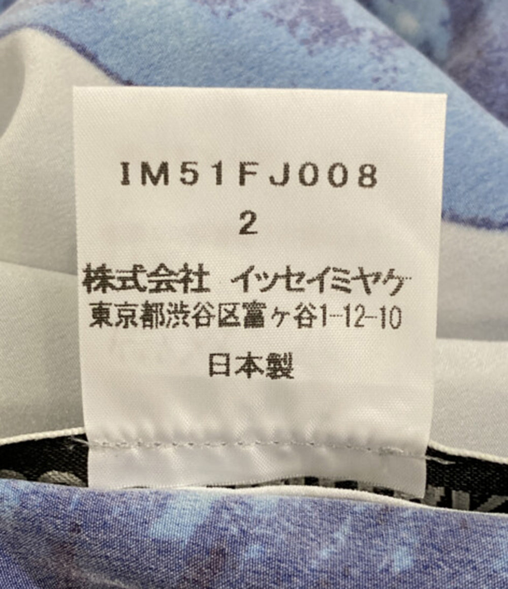 ISSEY MIYAKE フレンチスリーブＴシャツ ブルーマーブル ホワイト IM51FJ008 レディース SIZE 2 イッセイミヤケ
