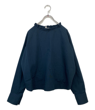 美品 Atlantique Ascoli アトランティック アスコリ ブラウス フリルカラー ブルーグリーン フランス製 レディース SIZE 2