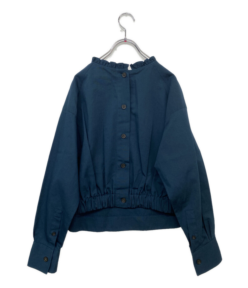 美品 Atlantique Ascoli アトランティック アスコリ ブラウス フリルカラー ブルーグリーン フランス製 レディース SIZE 2