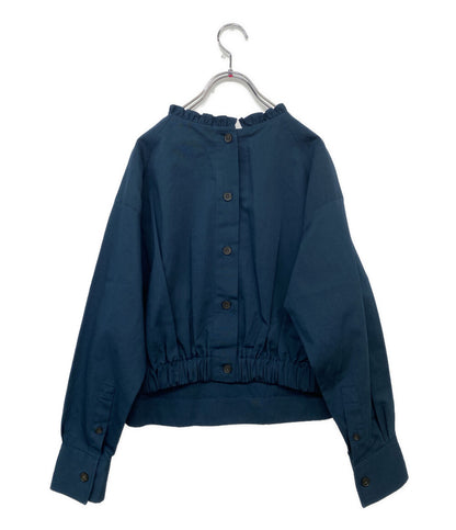 美品 Atlantique Ascoli アトランティック アスコリ ブラウス フリルカラー ブルーグリーン フランス製 レディース SIZE 2