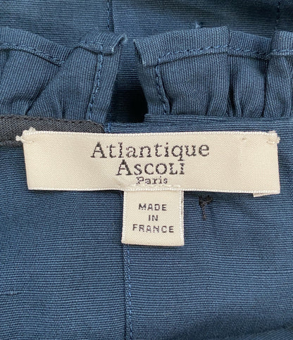 美品 Atlantique Ascoli アトランティック アスコリ ブラウス フリルカラー ブルーグリーン フランス製 レディース SIZE 2
