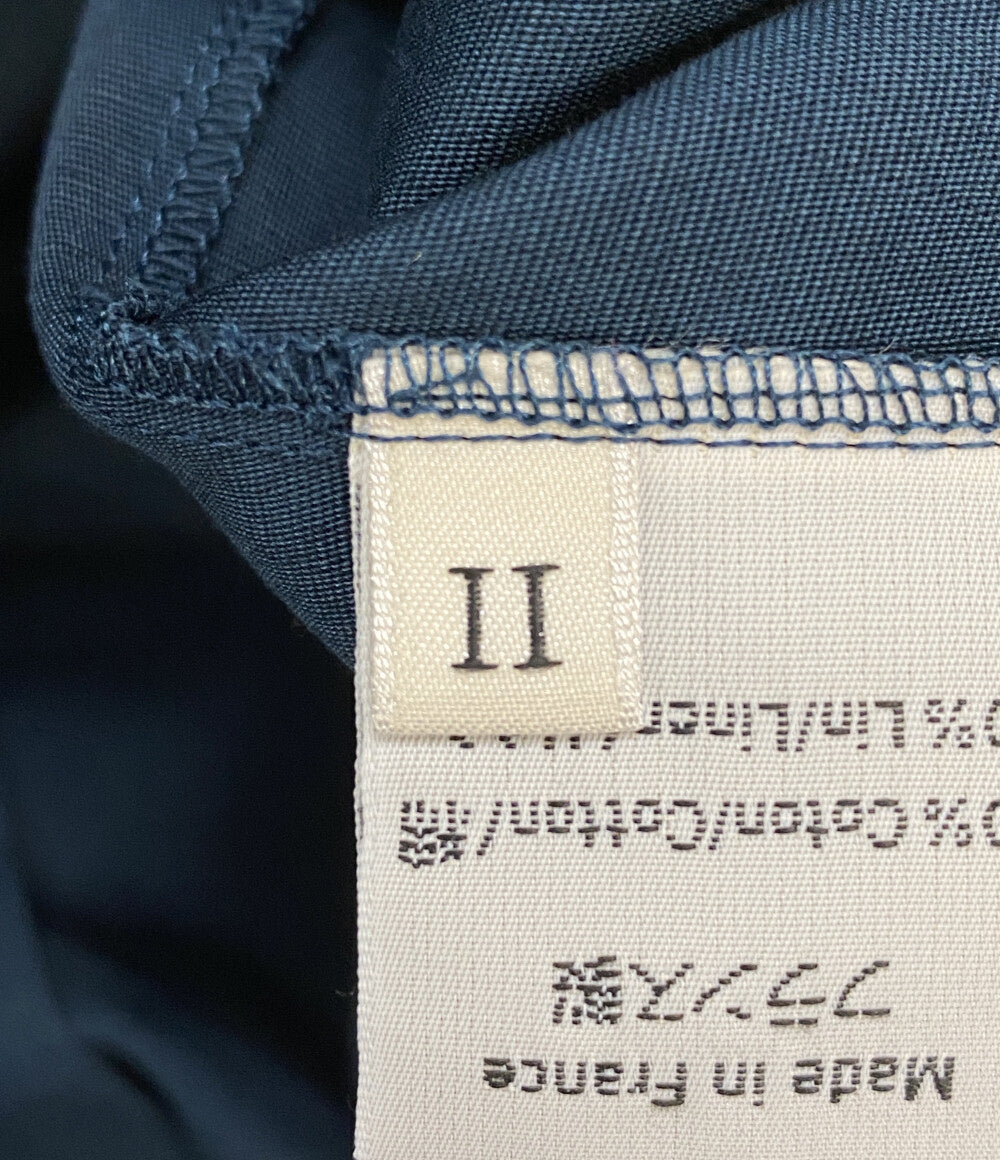 美品 Atlantique Ascoli アトランティック アスコリ ブラウス フリルカラー ブルーグリーン フランス製 レディース SIZE 2