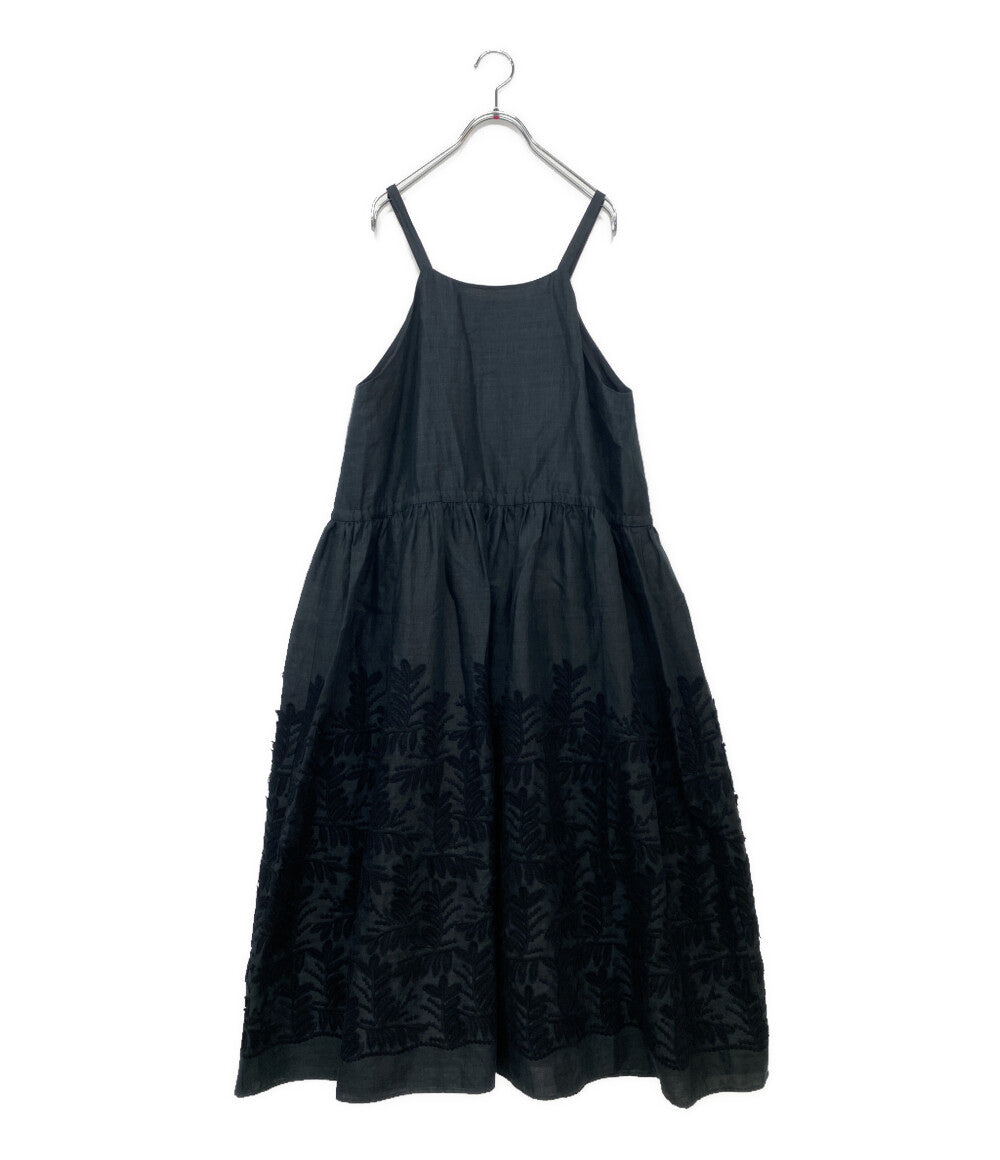BEARDSLEY ノースリーブワンピース ジャンパースカート リネン100 ネイビー レディース SIZE - ビアズリー