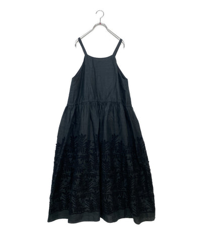 BEARDSLEY ノースリーブワンピース ジャンパースカート リネン100 ネイビー レディース SIZE - ビアズリー