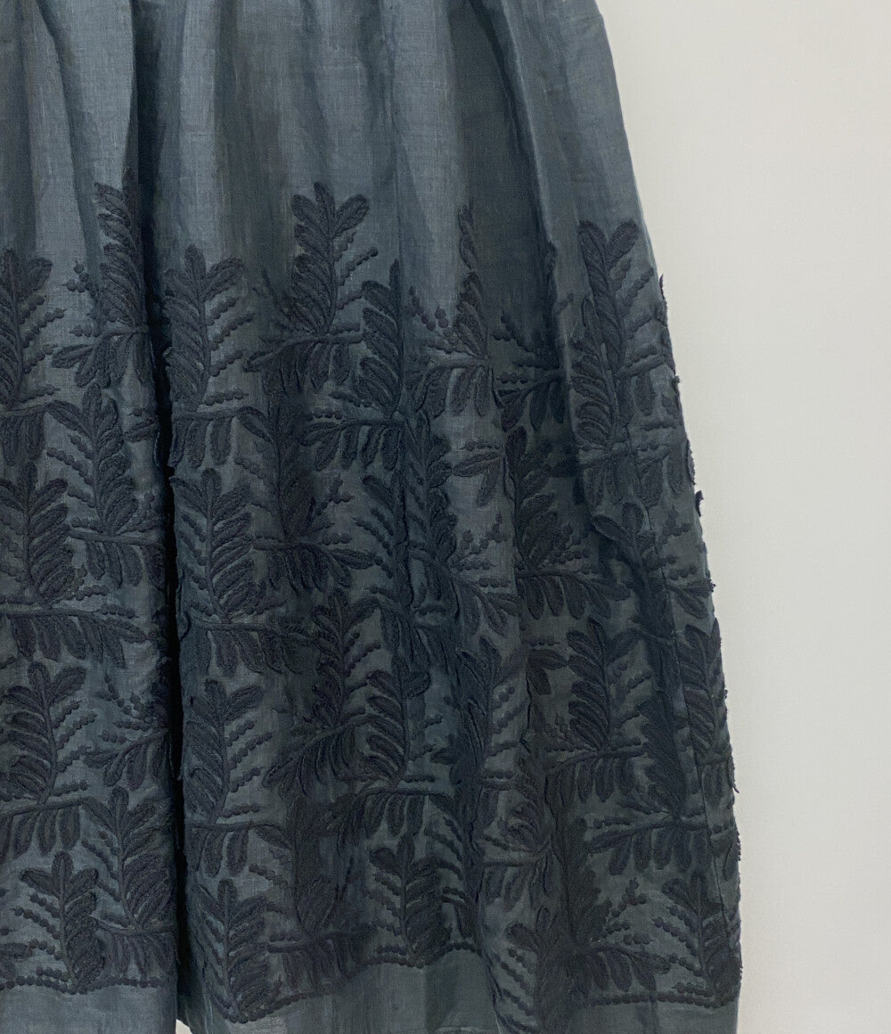 BEARDSLEY ノースリーブワンピース ジャンパースカート リネン100 ネイビー レディース SIZE - ビアズリー