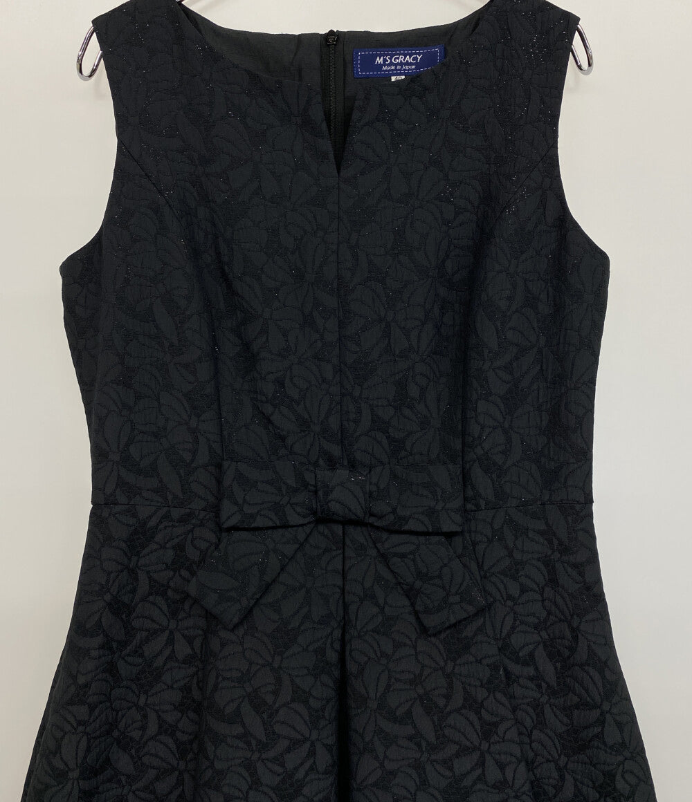 M'S GRACY ノースリーブワンピース ラメ入り ブラック PM-S11105 レディース SIZE 40 エムズグレイシー