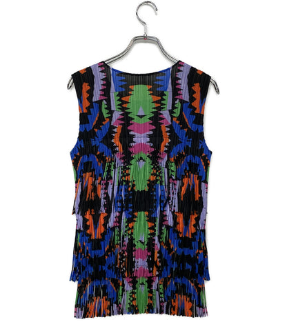 PLEATS PLEASE ノースリーブシャツ キャミソール フリンジ PP11-JK721 レディース SIZE 3 プリーツプリーズ