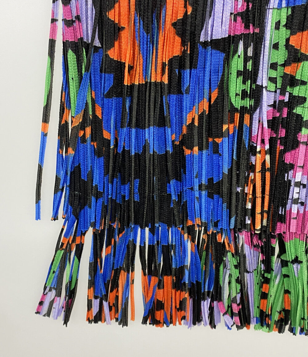 PLEATS PLEASE ノースリーブシャツ キャミソール フリンジ PP11-JK721 レディース SIZE 3 プリーツプリーズ