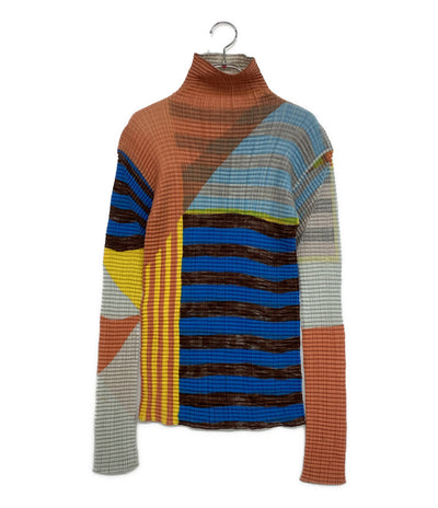 ISSEY MIYAKE ハイネックカットソー マルチカラー IM74-FJ984 レディース SIZE M イッセイミヤケ