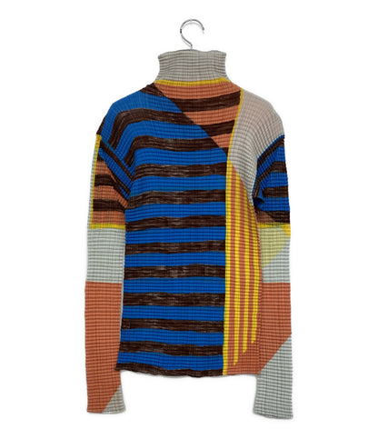 ISSEY MIYAKE ハイネックカットソー マルチカラー IM74-FJ984 レディース SIZE M イッセイミヤケ