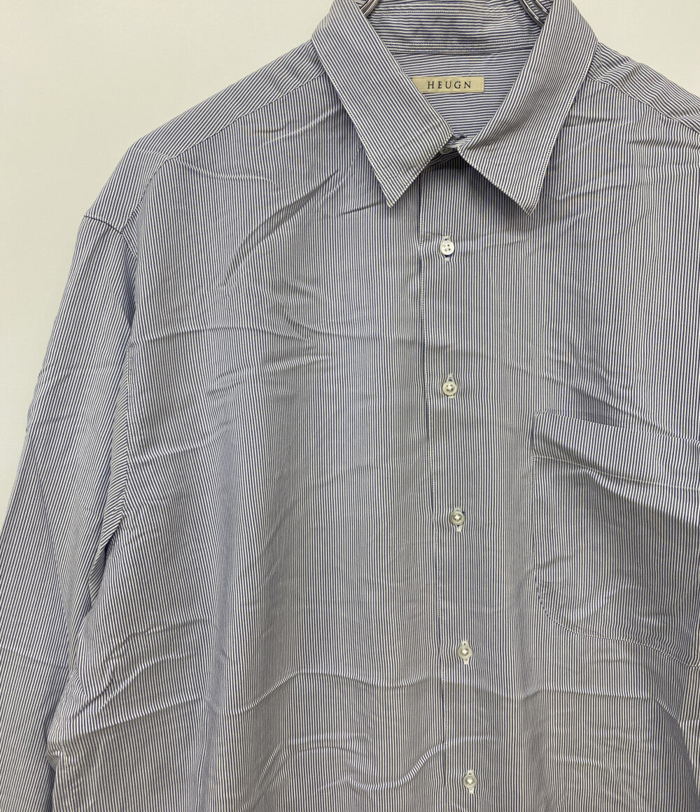 HEUGN ユーゲン シルク長袖シャツ Alf Silk Stripe SHIRT111 25SS メンズ SIZE 2