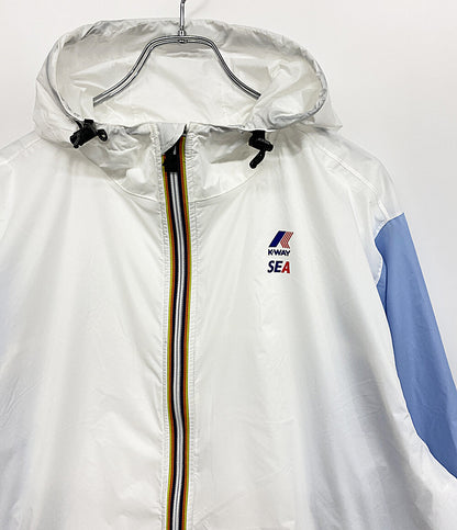 K-WAY パーカー ホワイト×ブルー メンズ SIZE XL ケーウェイ