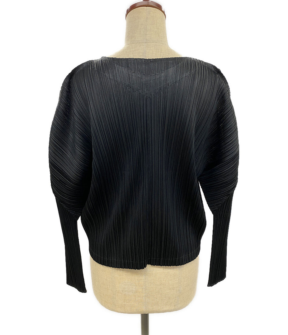 美品 PLEATS PLEASE カーディガン ジッパー PP41JC123 ブラック レディース SIZE 3 プリーツプリーズ
