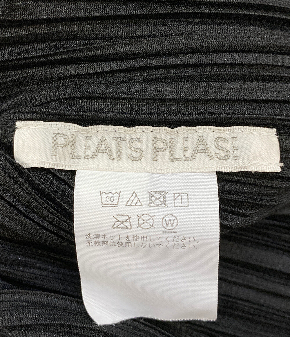 美品 PLEATS PLEASE カーディガン ジッパー PP41JC123 ブラック レディース SIZE 3 プリーツプリーズ