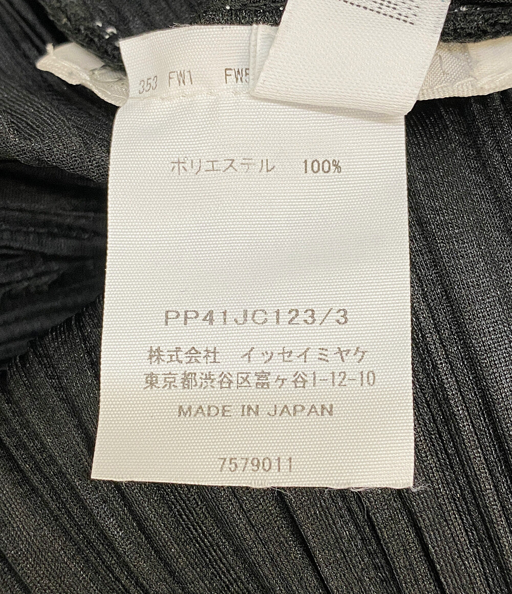 美品 PLEATS PLEASE カーディガン ジッパー PP41JC123 ブラック レディース SIZE 3 プリーツプリーズ