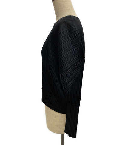美品 PLEATS PLEASE カーディガン ジッパー PP41JC123 ブラック レディース SIZE 3 プリーツプリーズ