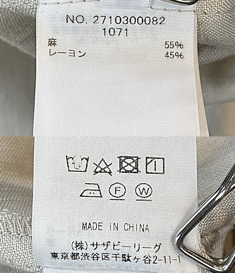 Ron Herman 長袖ワンピース 麻 キーネック フロントギャザー ベージュ 2710300082 レディース SIZE XS ロンハーマン