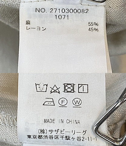 Ron Herman 長袖ワンピース 麻 キーネック フロントギャザー ベージュ 2710300082 レディース SIZE XS ロンハーマン