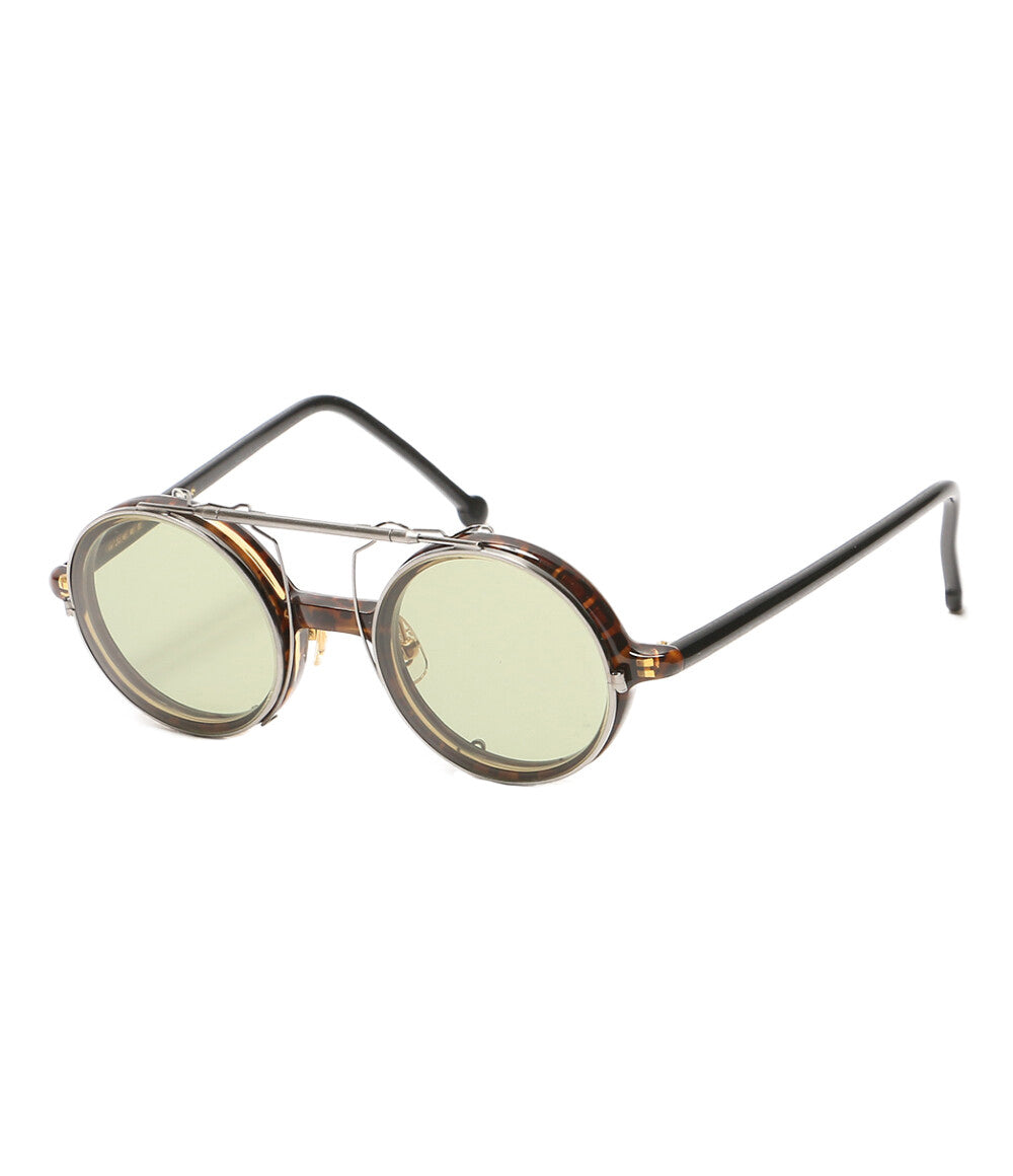 白山眼鏡店 ハクサンガンキョウテン Round Classic レオパード柄 クリップオンサングラス B14 メンズ