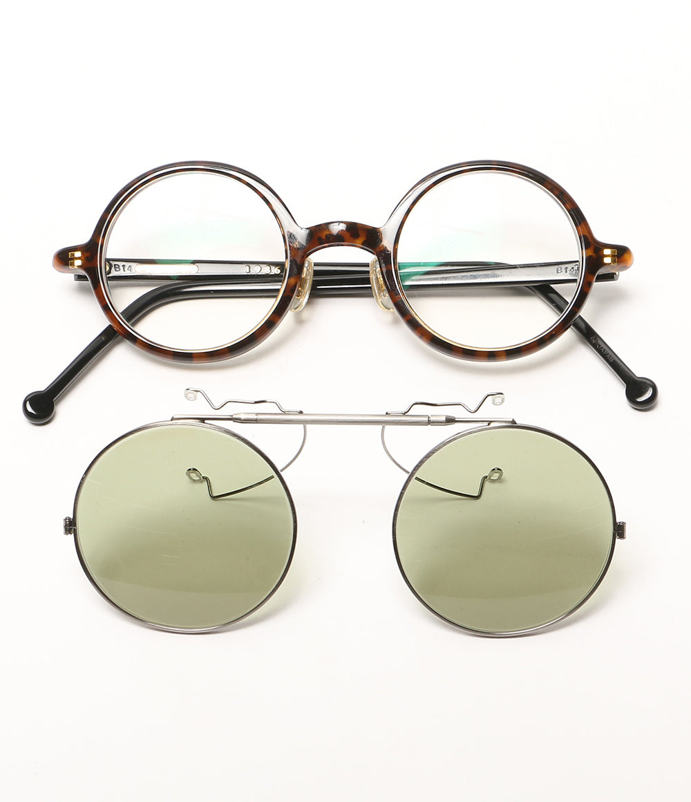 白山眼鏡店 ハクサンガンキョウテン Round Classic レオパード柄 クリップオンサングラス B14 メンズ