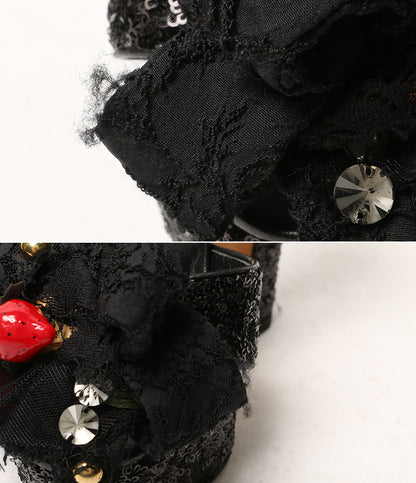 DOLCE & GABBANA パンプス ストロベリー スパンコール リボン レディース SIZE 36 ドルチェアンドガッバーナ