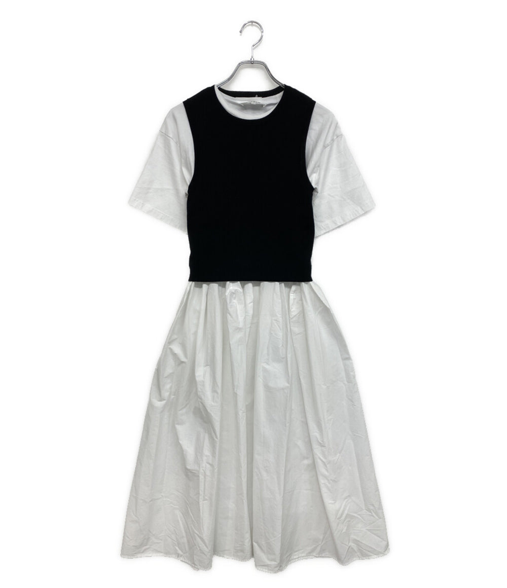 美品 ENFOLD 半袖ワンピース クラシック天竺 CUT×KNIT DRESS 22ss 300FS883-1070 レディース SIZE 36 エンフォルド