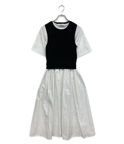 美品 ENFOLD 半袖ワンピース クラシック天竺 CUT×KNIT DRESS 22ss 300FS883-1070 レディース SIZE 36 エンフォルド